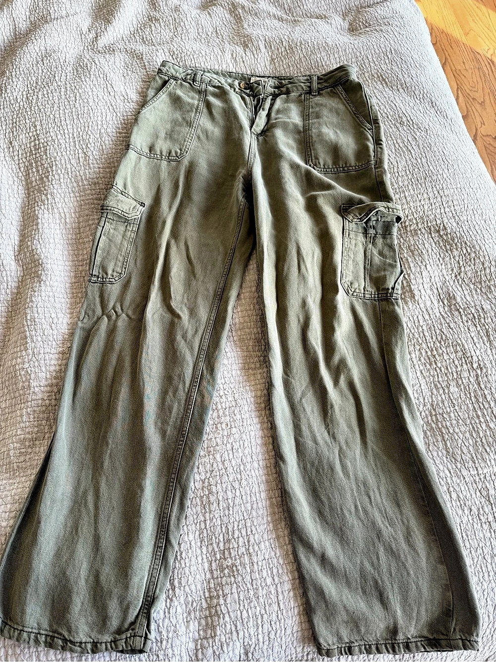 Paris Gerard Darel Wide Leg Cargo Pants in Olive  Size 40